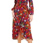 Anna Kay Floral Long Sleeve Ruffle Hem Maxi Wrap Dress Red Size 2 Photo 11