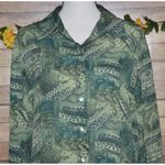 French Laundry Ladies Sheer Green Shell Button Front Long Sleeve Blouse Size M Photo 1