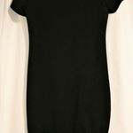 Heavyweight Black T Shirt Dress with Fringes Long Size XS Photo 1