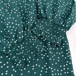 Lush Clothing LUSH Blouse Womens S Green Polls Dot Top Button Front Vneck Polyester Flowy Photo 9
