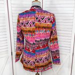 Vintage 80s 90s SpaceGirly Ikat Print Blazer‎ Jacket Multicolor Medium Pink Photo 3