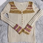 DKNY Women's Sz M Sweater Cotton w/ Mohair Open Knit Accent Beige Photo 14