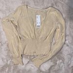 Urban Outfitters  UO Ruth V-Neck Creme Blouse XS Extra Small NEW NWT Photo 0