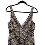 Tadashi Collection Silk Leopard Print Midi Dress Ruched V Photo 2