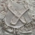 American Rag Cie beige ivory fringe boho Aztec sweater, size XS long sleeves Photo 14