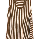 Madewell Striped Linen blend V neck Racerback Tank Top Brown White XS Photo 0