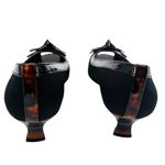 Stuart Weitzman  Fabric Open Toe Heel Patent Leather Tortoise Trim Size 8.5N Photo 3