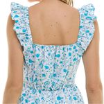 Draper James Cotton Poplin Ruffle Sleeve Sundress Blue White Paisley Size Small Photo 7