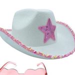 NWOT costume cowgirl hat with sunglasses Pink Size undefined Photo 0