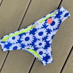 Forever 21 Bikini Bottom Peek A Boo Blue White Daisies  NWT Womens Large Photo 2