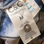 C&C California C & C California Blue Tie-Dye Button Down Plaid Blouse Beachy Top Size Medium Photo 9