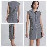 Current/Elliott  The Sleeveless Jumpsuit Mini Dress Striped Utility Cargo Pocket Photo 1