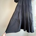 ZARA  Tiered V Neck Dolman Puff Sleeve Maxi Dress in Black Poplin Size XS Photo 5