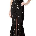 Alice McCALL  Black Floral Embroidered Honeycomb Daisy Off Shoulder Dress Size 2 Photo 0