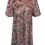 Loveriche Puff Sleeve Multicolor Geometric Sequin Pattern Mini Dress, Medium Pink Photo 1
