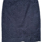 J.Crew ‎ Women’s Navy Blue Eyelet Crochet Retro Zip Pencil Skirt Floral Size 6 Photo 0