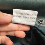 Vtg Laura Winston Women Double Breasted Green Genuine Leather Trench Coat Large Photo 9