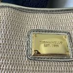 Tignanello Rattan Woven Faux Leather Gold Metallic Trim Shoulder Bag Purse Photo 1