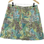 Christopher & Banks Skirt Womens 12P Green Linen Rayon Tropical Print Side Zip Photo 0