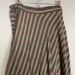 Striped Wrap Skirt Floral Embroidery Boho Flowers Ribbon Tie Waist Green Red Size undefined Photo 5