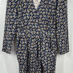 Karin Stevens Floral Dress Rayon Lace Trim Pockets Petite 14 Career Party Boho Photo 0