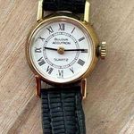Bulova Accutron Rare Vintage Ladies Watch Gold Filled Case White Dial Leather Photo 3