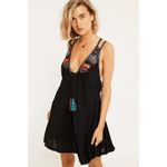 Free People Black Lovers Cove T Back Embroidered Mini Dress Small Photo 12