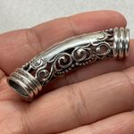 Vintage 925 Sterling Silver Ornate Filigree Tube Bead Charm Scrollwork Pendant Photo 5