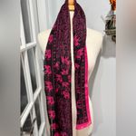 Black and Pink Scarf with Elephants Photo 3