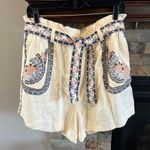 Anthropologie Annaleigh Cream Ivory Embroidered Boho Shorts Large Photo 4