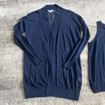 Duffy Cardigan & Tank Womens XS Open Front Blue Linen Shell Sweater Lightweight Photo 6