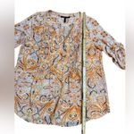 Kirkland Signature BCBGMAXAZRIA Bessie Pintuck Button Up Tunic Ambrosia Combo Paisley Print 🧡Sz L Photo 8