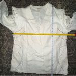 Chico's Chico’s Size 3 L White Linen Sequin Embroidered Embellished Open Blazer Jacket Photo 8