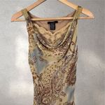 ECI Vtg Silk Beaded Floral Dress Y2K Cowl Neck Asymmetrical Handkerchief Fairy Sz 6 Photo 1