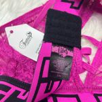 Fantasy Lingerie Vibes THICC Lace Bralette Hot Pink Black NWT Small Photo 5