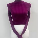 Forever 21 Fushia / Purple Ribbed Cropped Mock Neck Sweater Long Sleeve Sz Medium Photo 0