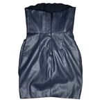Oh Polly Navy Blue Faux Leather Bandea Strapless Corset Wrap Mini Dress Sz 4 Photo 3