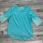 Forgotten Grace  aqua embroidered lace tunic 3/4 sleeve size medium D30 Photo 6