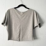 Womens Sweatshirt Small Pullover Raw Hem Stretch Lightweight Preppy Sporty Chic Gray Photo 3