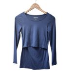 Quince  Jersey Maternity Nursing Long Sleeve Tee Top Blouse Shirt Navy Blue XS Photo 1