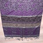 Pashmina  purple silver patterned fringe scarf Photo 7