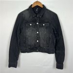 Free People  Rumors Black Denim Jacket Sz XS Photo 9