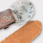 Bill Alder Brown Leather Belt with Silver Noona Buckle, Woven Floral Detailing Photo 4