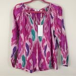 Dylan NWT  Ikat Print‎ Long Sleeves Split Neck Blouse Size XS Photo 6
