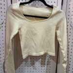 OQQ Ribbed Long Sleeve Cropped Top Cream M Scoop Neck Size M Photo 0