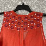 Lucky Brand Orange Sheer Embroidered Button Up Shirt - Size Small - Sleeveless Photo 4