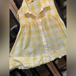 Free People  blouse tank Hey There Sunrise Button Down top cottage core gingham Photo 4