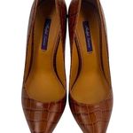 RALPH LAUREN Purple Label Celia Brown Embossed Leather Pumps ITALY 39.5 Size 8.5 Photo 8