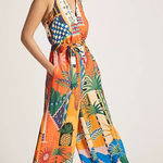 Farm Rio x Anthropologie Halter Jumpsuit, Size Large Photo 0