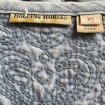 Holding Horses Anthropologie Plumage Embroidered Blue Chambray Shirt Dress Boho Photo 6